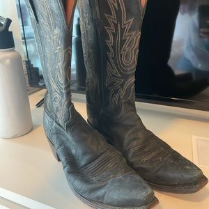 Lucchese 1883 black leather cowboy boots
